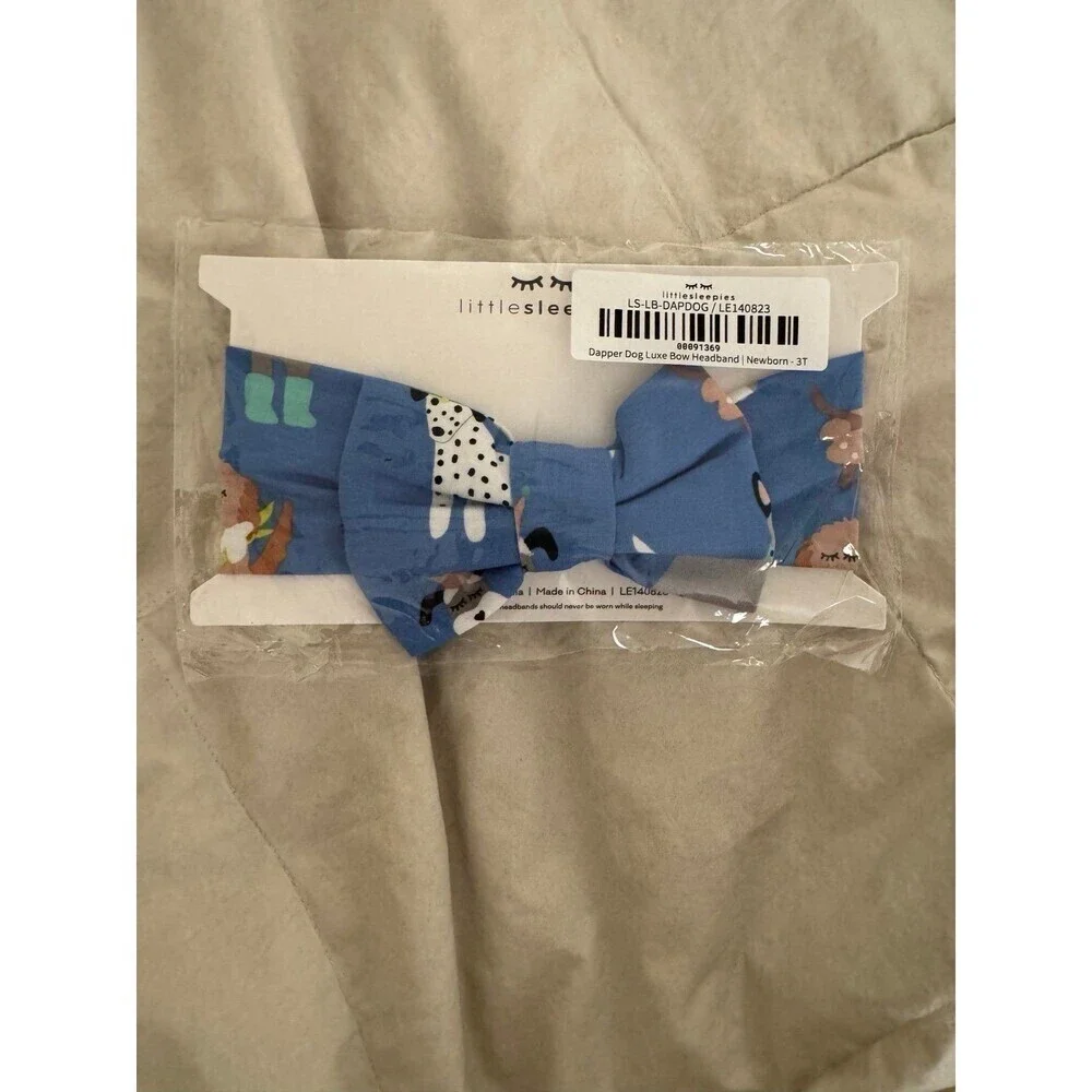 NWT Little Sleepies Bamboo Headband Bow Dapper Dogs